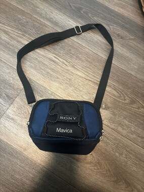 Sony Mavica LCS-MVCA Vintage Camera Case Soft Carrying Bag Black Blue